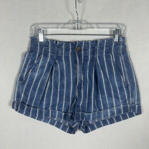 American Eagle Jean Shorts Womens Size 2 Blue Striped Mom Style 2.5" Inseam AEO